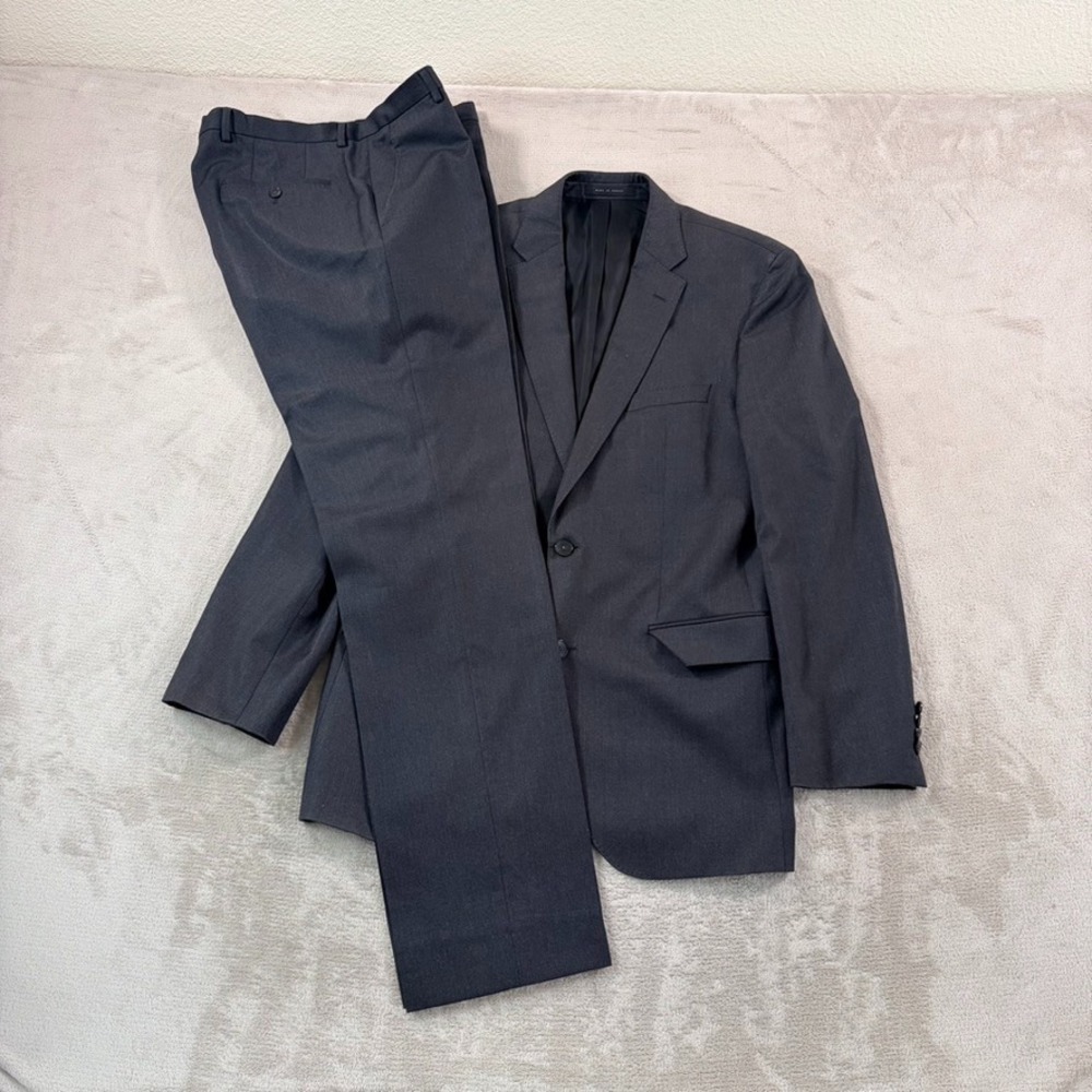 HUGO‎ BOSS Johnstons 1 Lenon 2 Piece Suit Men 40L Grey Reda Wool Pants 34x32